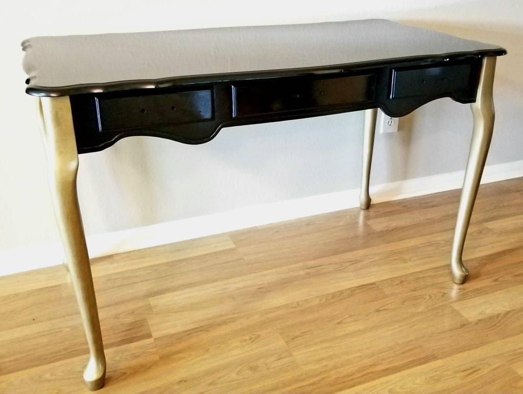 Painted Black And Gold Glam Desk Makeover