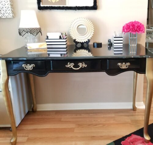 Painting My Desk Black and Gold – DIY Glam Desk Makeover