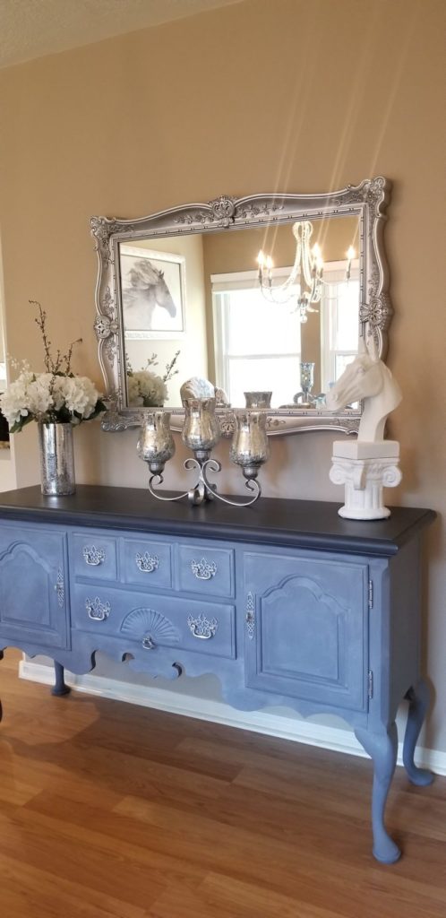  Painting Corner Shelf with Rust-Oleum CHALKED Paint & Adding Easy Faux Mirror