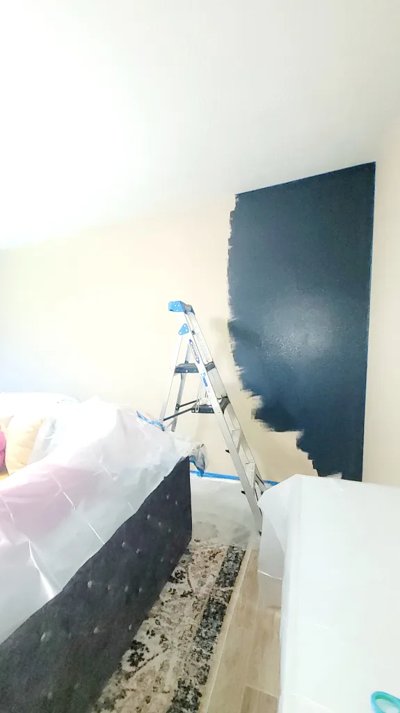 Chimney smoke paint accent wall. Boho Glam Bliss: Budget Guest Bedroom Transformation For Under $1000 - Lani Does It