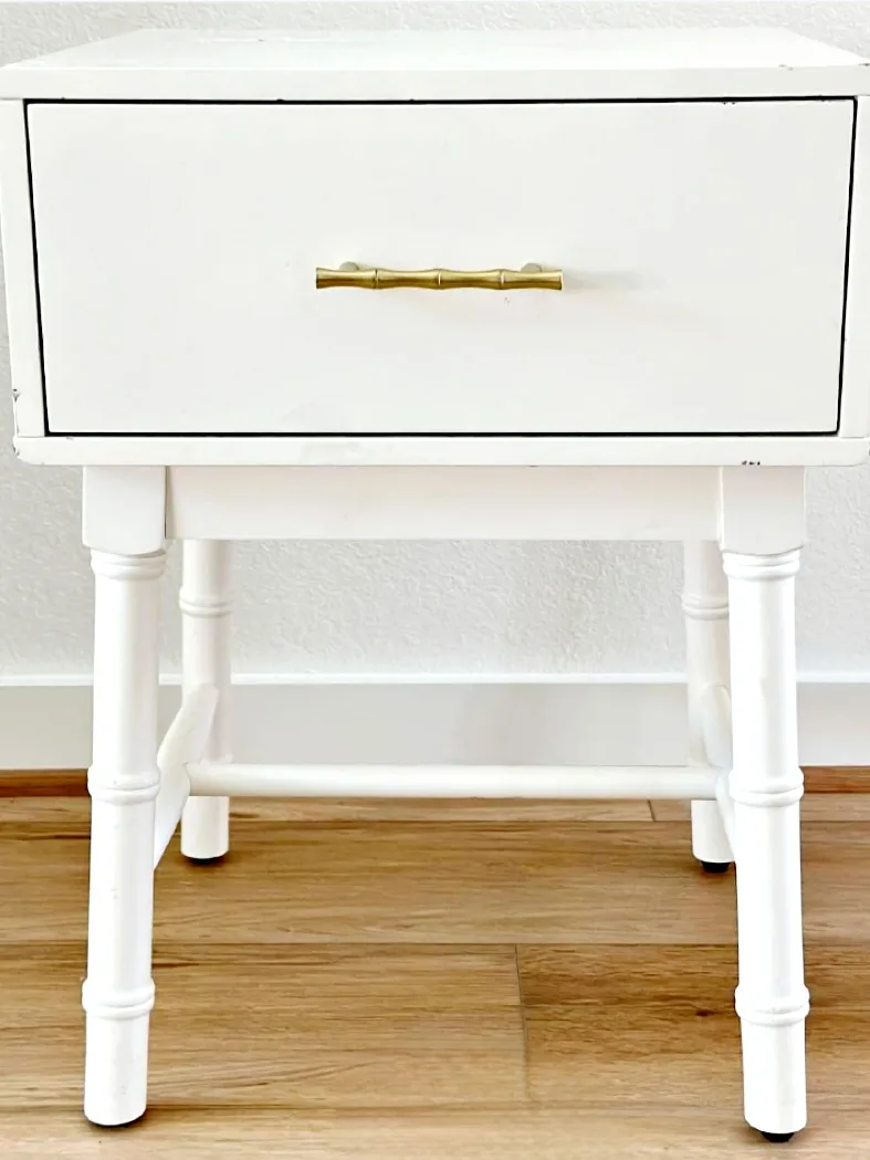 Opalhouse bamboo side table makover. Boho Glam Bliss: Budget Guest Bedroom Transformation For Under $1000 - Lani Does It