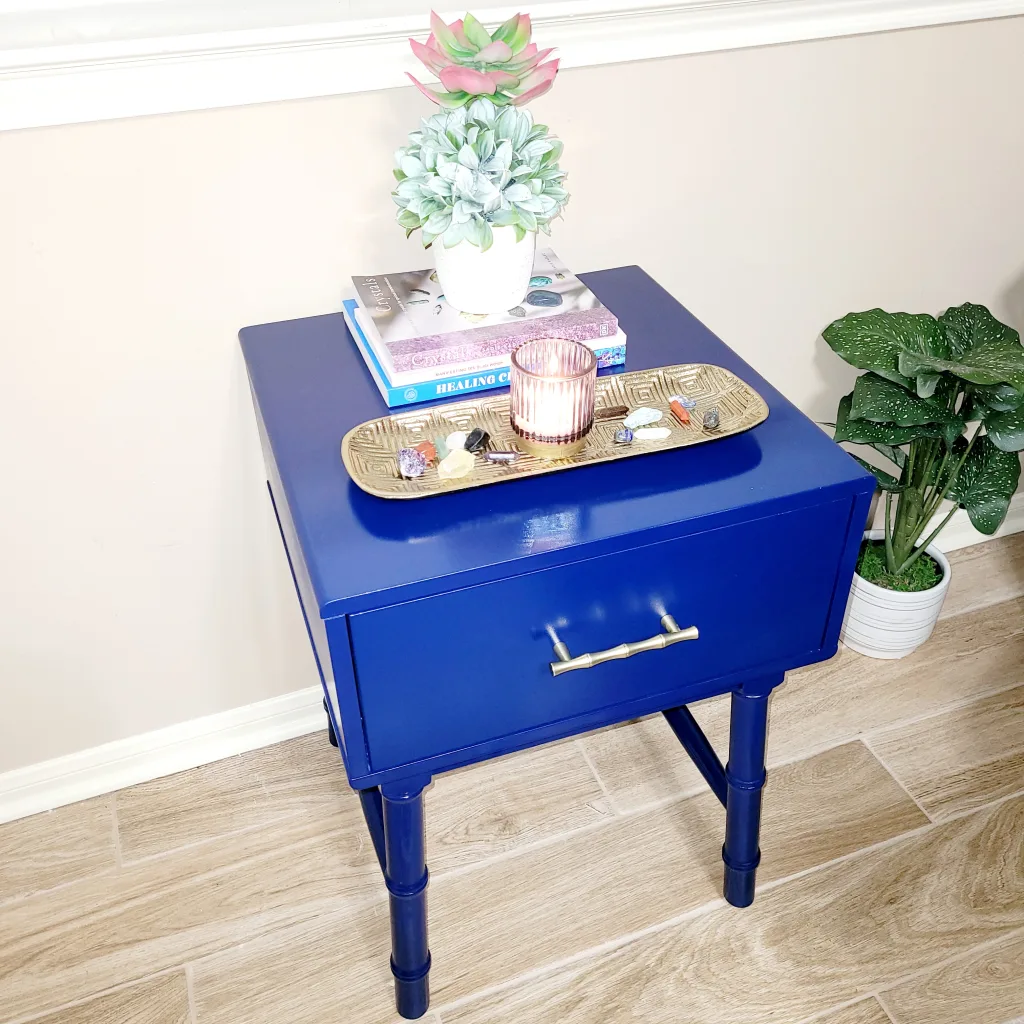 Opalhouse bamboo side table makover. Boho Glam Bliss: Budget Guest Bedroom Transformation For Under $1000 - Lani Does It