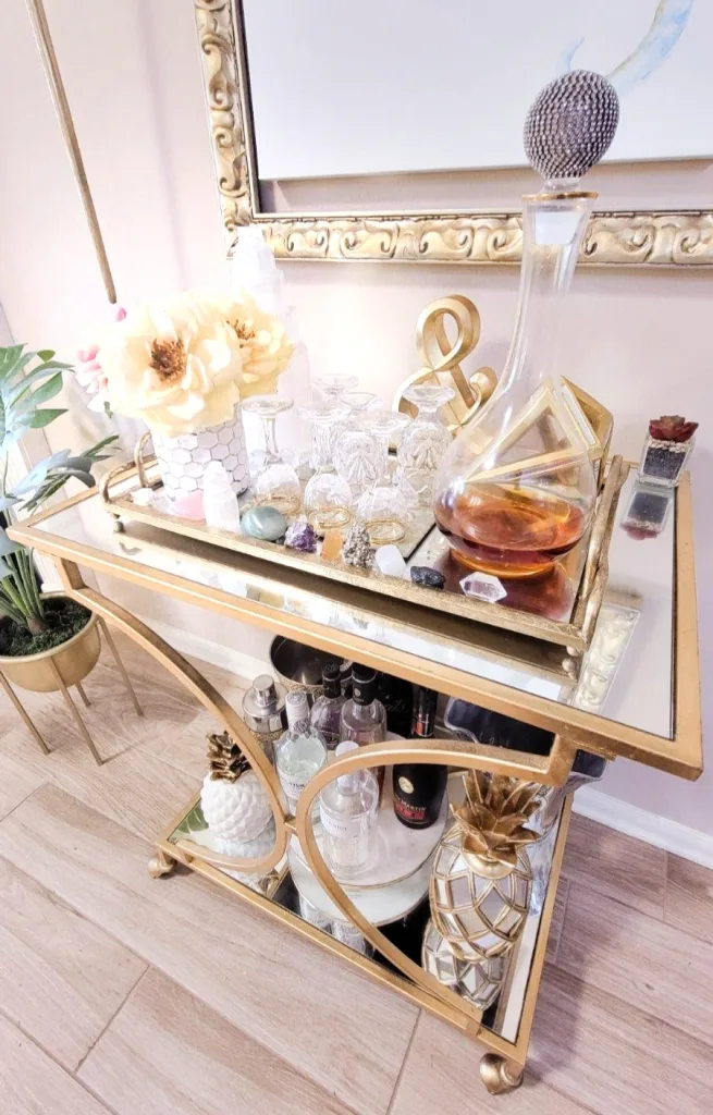 How To Style Your Gold Bar Cart - lani does it