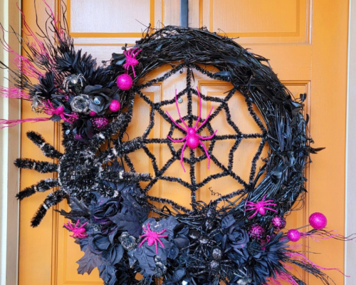 Chic DIY Halloween Spider Door Wreath - Lani Does It