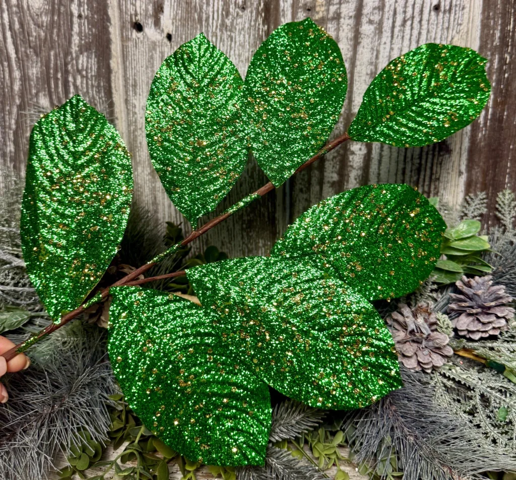 Spray Painted Leaf Mardi Gras or Christmas