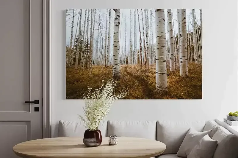 Nature inspired white trees Big Wall Decor Trend 2026: The Fastest Way to Make Your Home Look Expensive