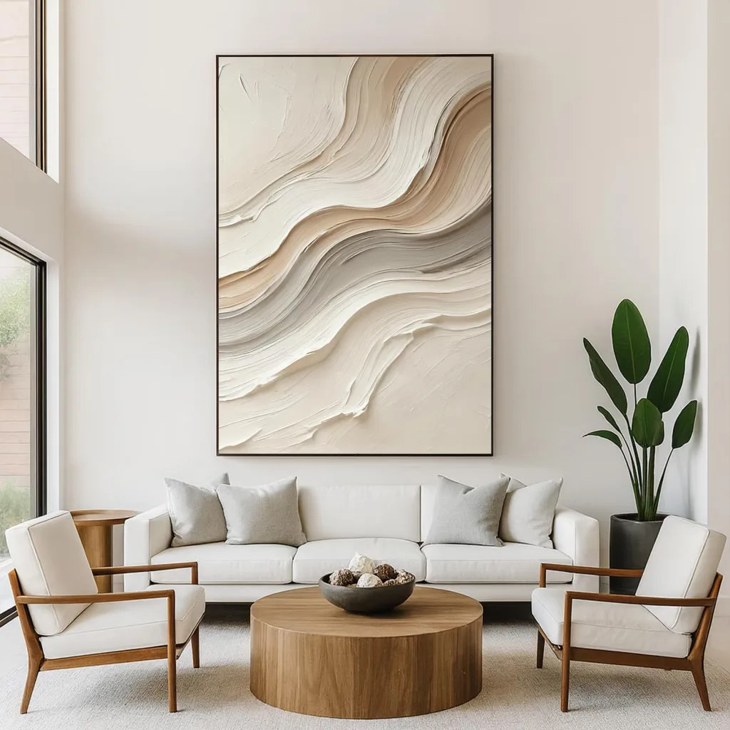 Oversized XXL Original Textured Neutral Abstract Oil Painting on Canvas