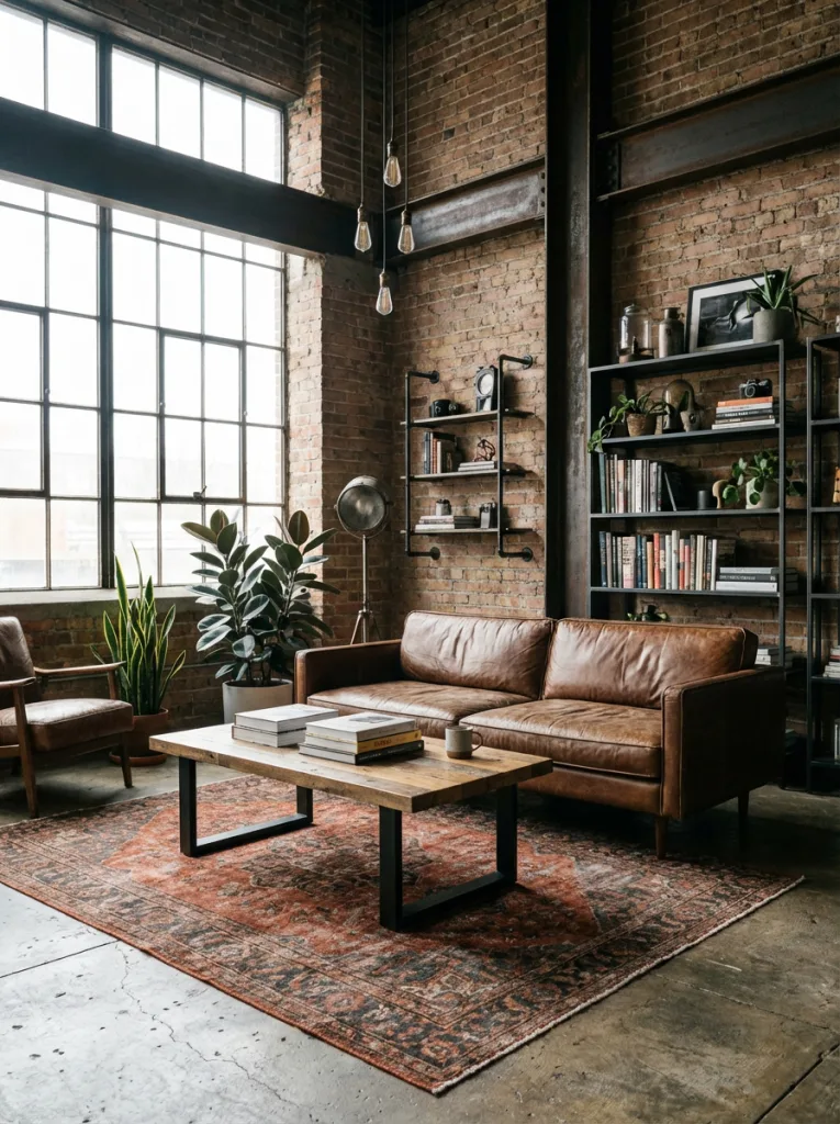 Industrial home decor living room raw and urban