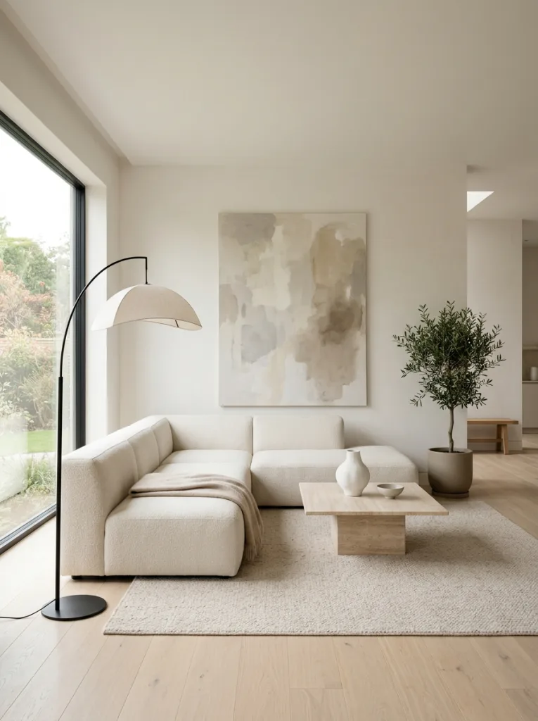 Minimalist crisp home decor style living room