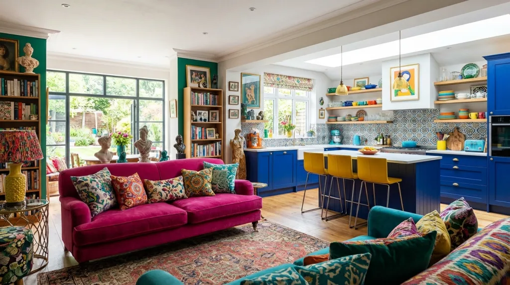 Colorful Maximalist Home Interior Design Living Room