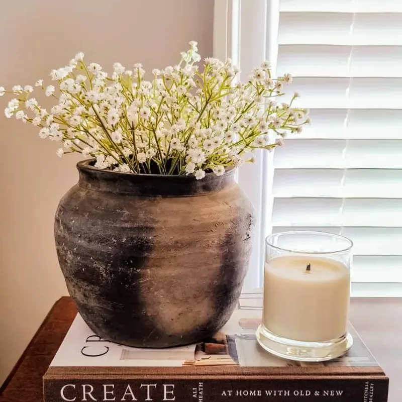 Rustic Vase Vintage Clay Pottery In Black and Grey - Nature-Inspired Decor Ideas You’ll Love