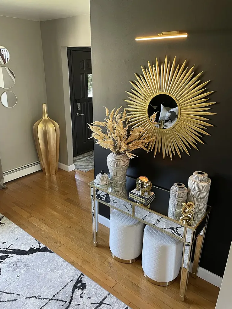 The Honest Truth About the 60-30-10 Rule in Interior Design - Luxury Creative Gold Sunburst Large Metal Wall Mirror