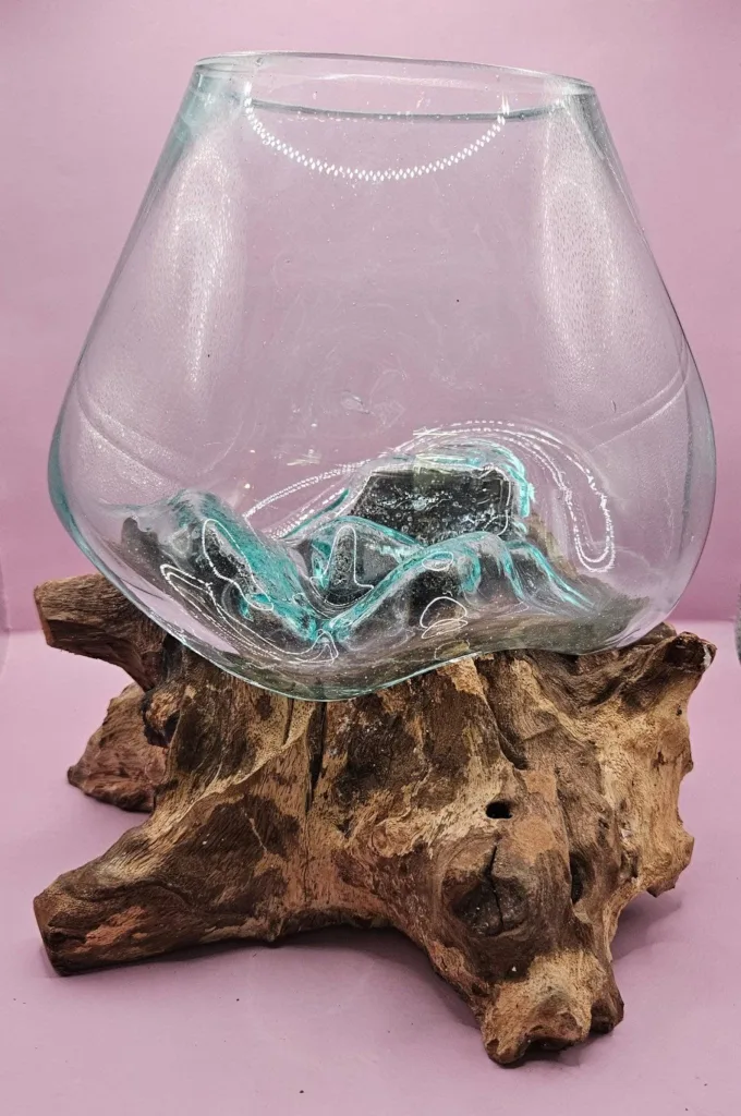 Root Driftwood and Molten Glass Terrarium