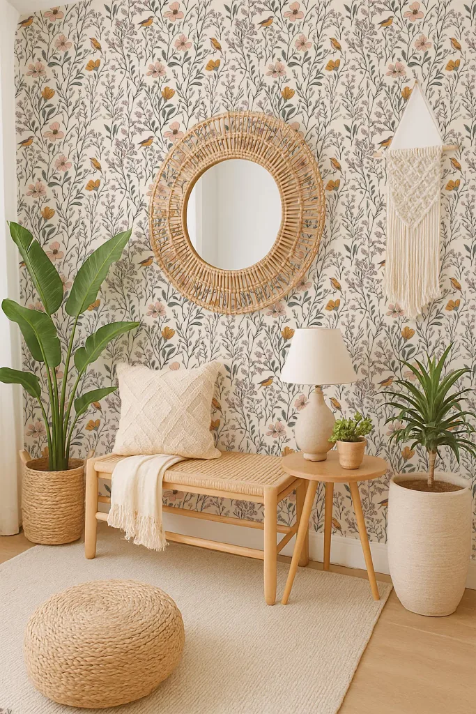 Flower Wall Paper for Rental Home Styling - How to Make a Rental Feel Like Home