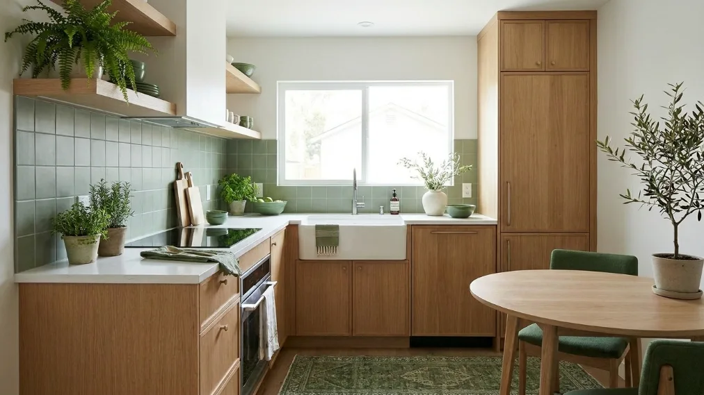 The Honest Truth About the 60-30-10 Rule in Interior Design - Spacious Small Kitchen with Wood Modern Design
