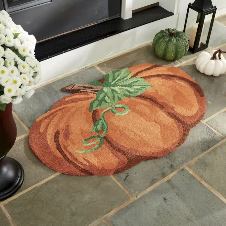 Grandin Road Pumpkin Shaped Hooked Door Mat - Stunning Halloween Grandin Road Dupes You Can Actually Afford