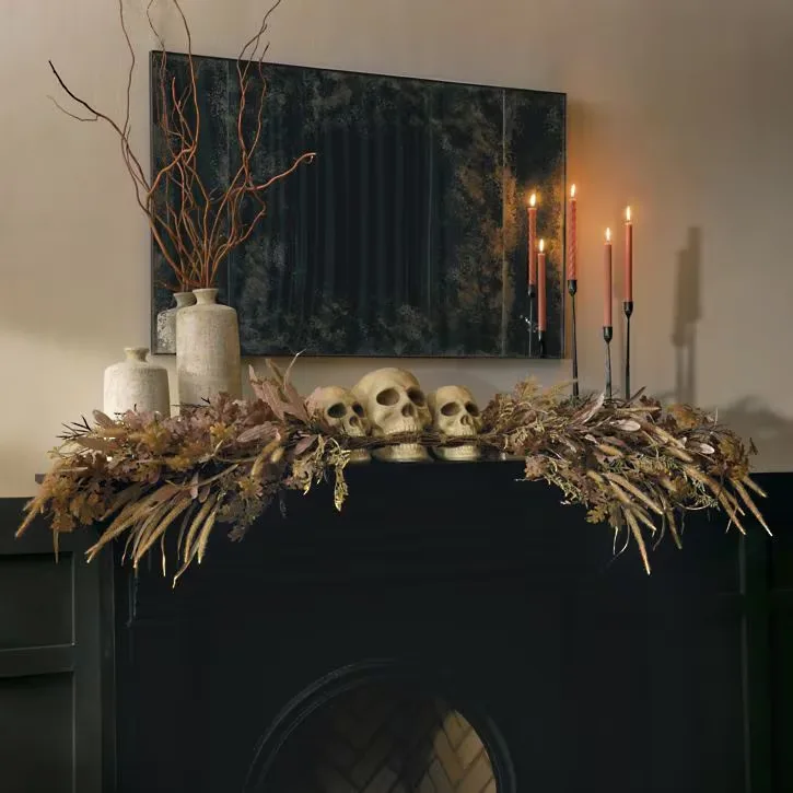 Earthly Thrill Skull Mantelpiece - Stunning Halloween Grandin Road Dupes You Can Actually Afford