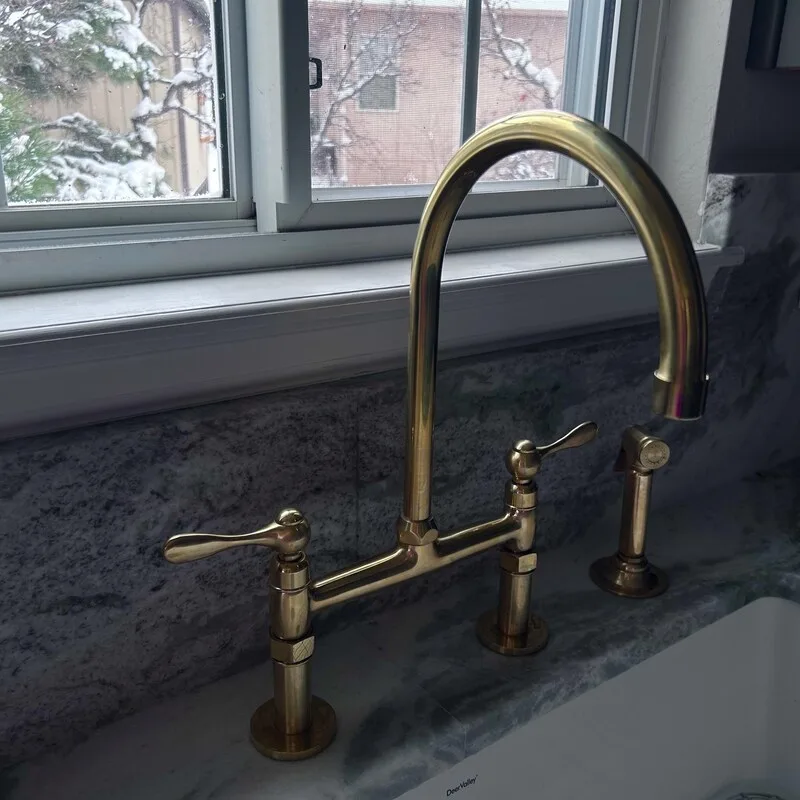 Brass Bridge Kitchen Faucet For A Clean And Timeless Look - How to Make Your Kitchen Look Expensive on a Budget