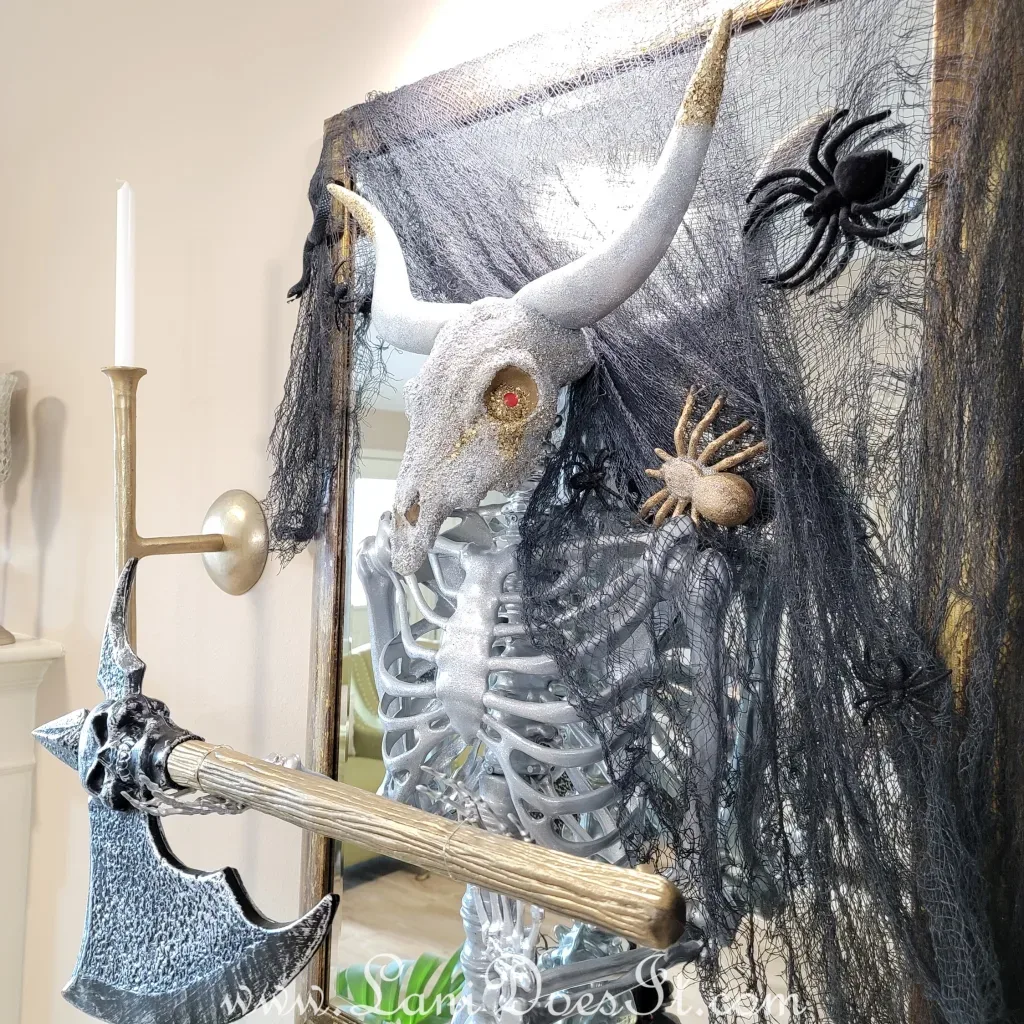DIY Haunted Skeleton Minotaur Mirror - Beautiful Ways to Use Skeletons in Your Halloween Decor