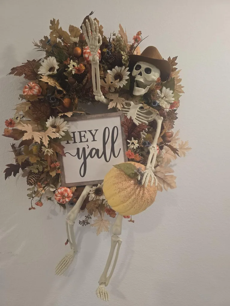 Amazon - Wreath Indoor Skeleton Decor Inspiration For A Haunted Home Atmosphere - Beautiful Ways to Use Skeletons in Your Halloween Decor