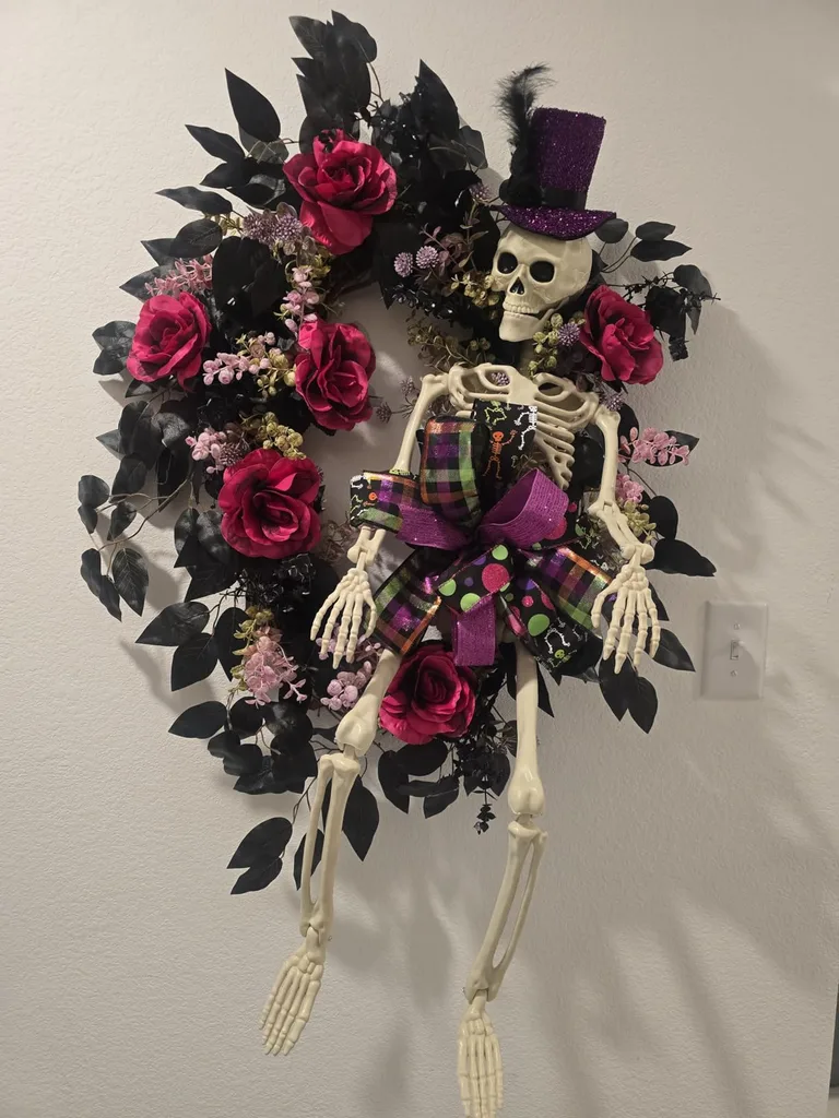 Amazon - Wreath Skeleton Decor Design Ideas - Beautiful Ways to Use Skeletons in Your Halloween Decor
