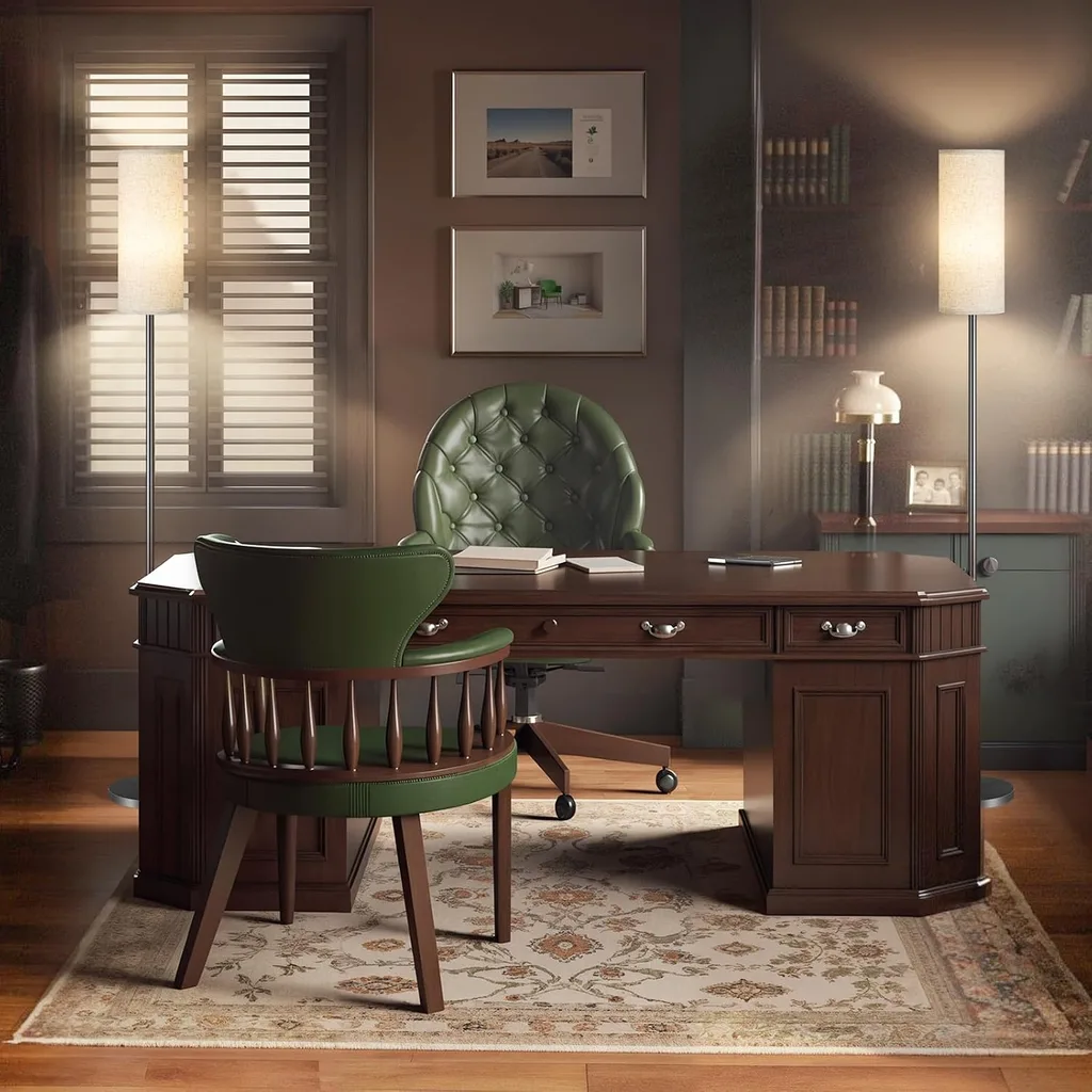 Traditional warm lit neutral tone home office space - Refresh Your Living Room for Fall in 7 Easy Ways - Lani Does It